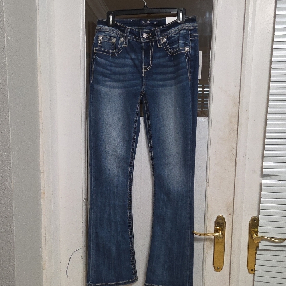 Miss Me Women’s Dark Blue Bootcut Jeans Size 28x32 | Embellished Denim.